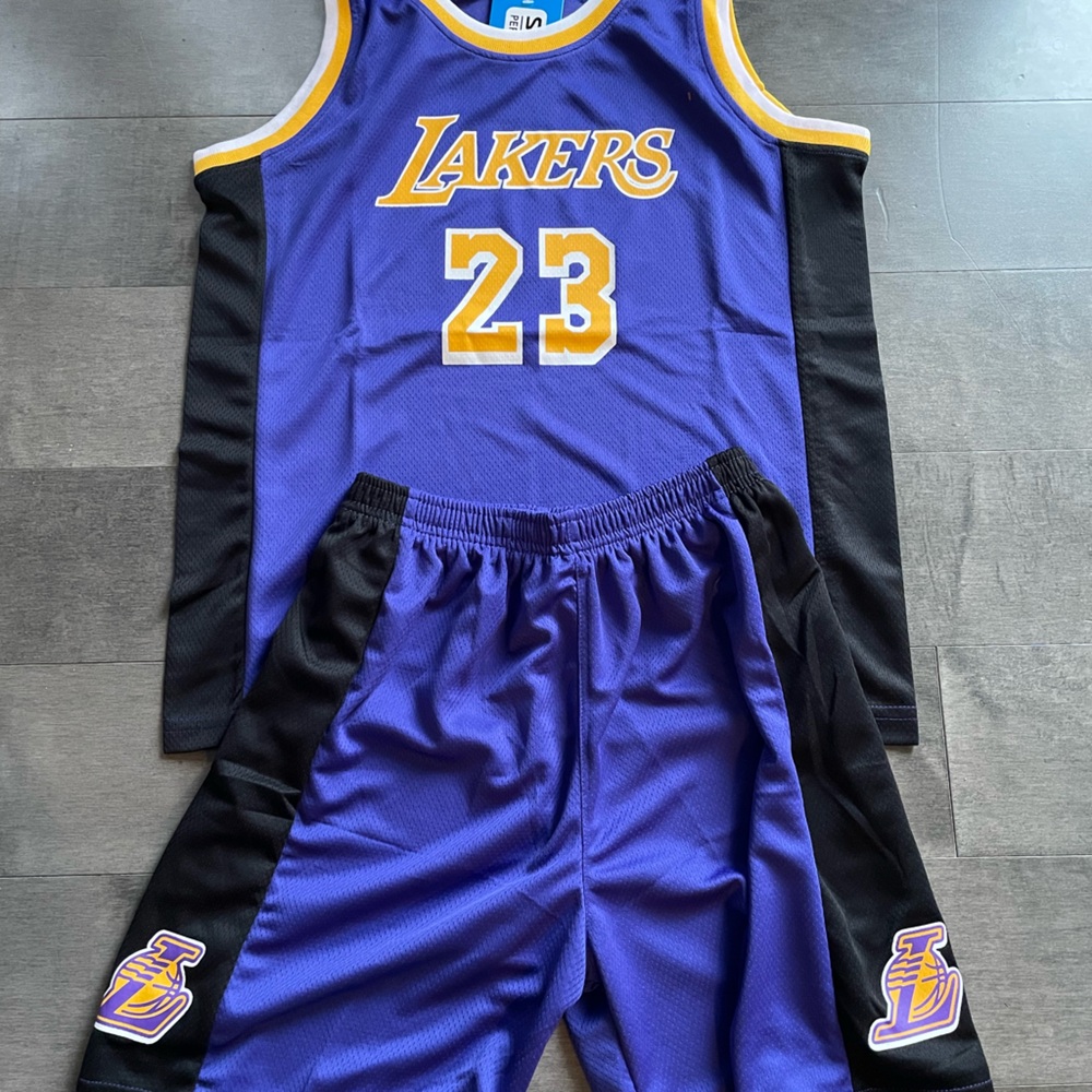 Purple And Gold Lakers #23 LeBron James Away  Basketball Jersey &Shorts Youth
